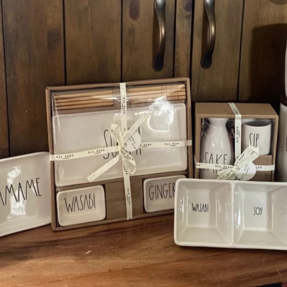 Rae Dunn Sushi, Sake & Sip, Edamame, Wasabi & Ging